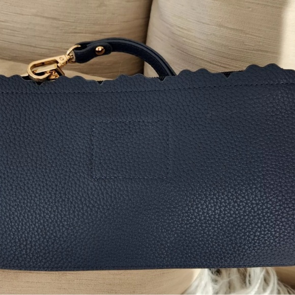 MARK & HALL SCALLOPED CUTOUT DESIGN Navy Clutch Wristlet - Picture 2 of 5